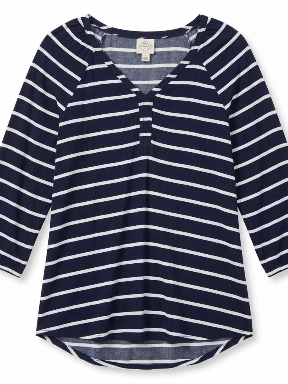 St. John's Bay Navy and White Striped Shirt XL Blouse #74